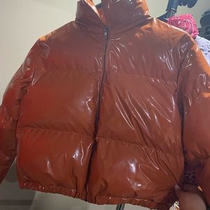 Brown puffer jacket
